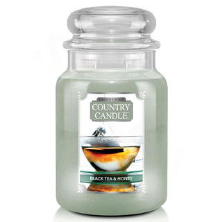 Country Candle Velká vonná svíčka ve skle Black Tea and Honey 652g