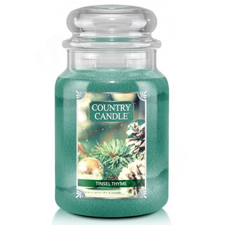 Country Candle Velká vonná svíčka ve skle Tinsel Thyme 652g
