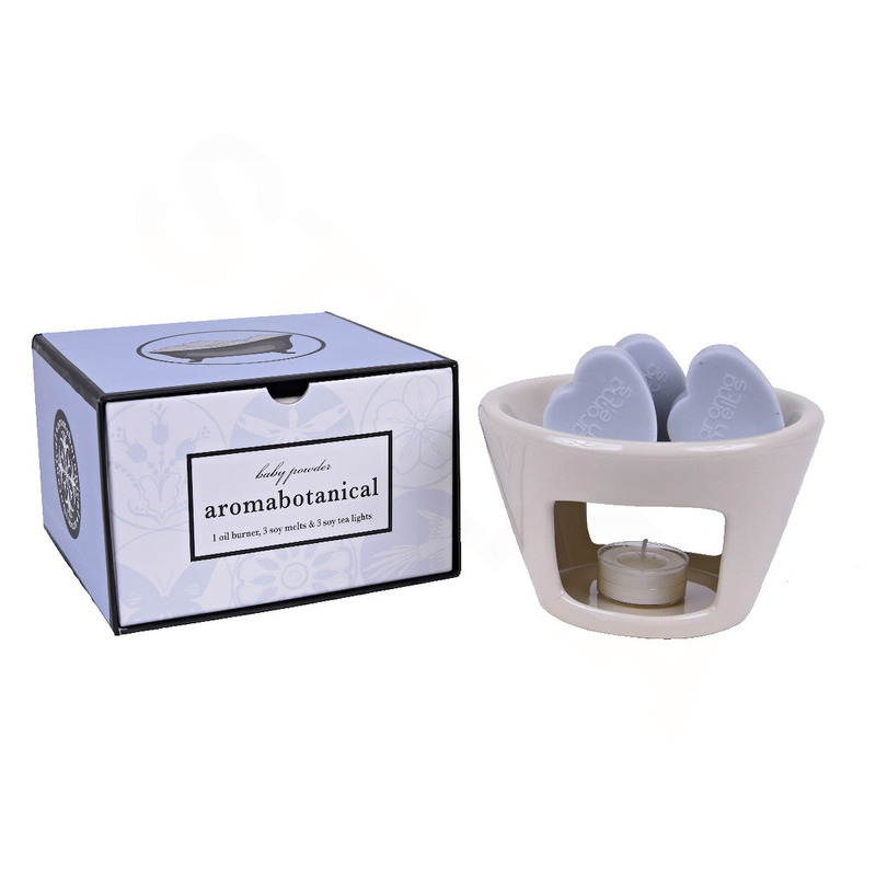 Ostatní Dárkový set aromalampa s vonným voskem - dětský pudr