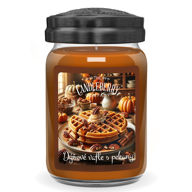 Candleberry Velká vonná svíčka ve skle Dýňové vafle s pekany 624g