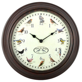 Esschert Design Nástěnné hodiny s ptačím zpěvem