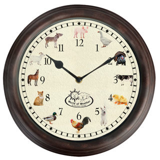 Esschert Design Nástěnné hodiny se zvuky farmářských zvířátek