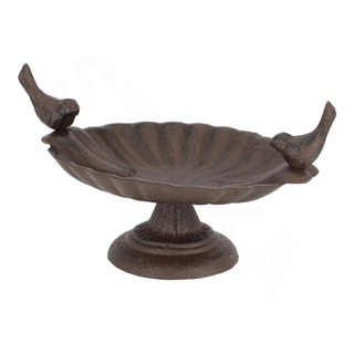 Esschert Design Litinové pítko na podstavci se dvěma ptáčky