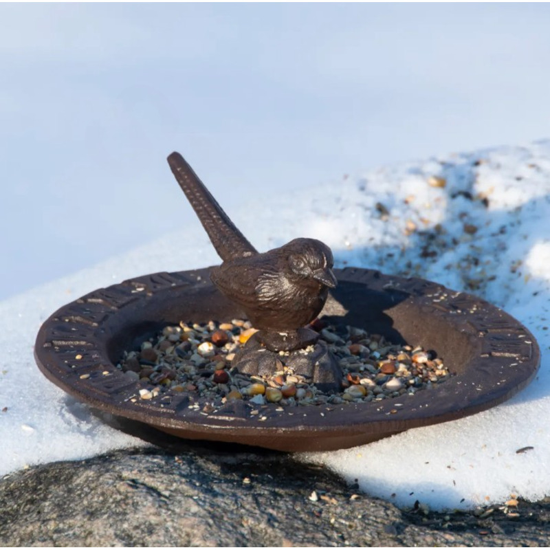 Esschert Design Litinové ptačí pítko se slunečními hodinami