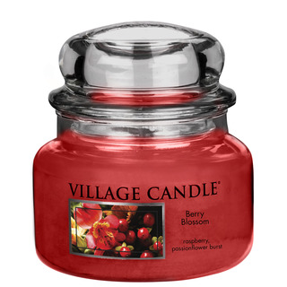 Village Candle Malá vonná svíčka ve skle Berry Blossom 262g - Červené květy