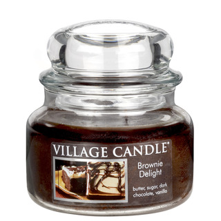 Village Candle Malá vonná svíčka ve skle Brownie Delight 262g - Čokoládový dortík