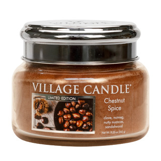 Village Candle Malá vonná svíčka ve skle Chestnut Spice 262g - Pečené kaštany