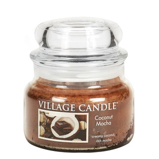 Village Candle Malá vonná svíčka ve skle Coconut Mocha 262g - Kokosové moka