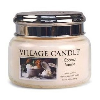 Village Candle Malá vonná svíčka ve skle Coconut Vanilla 262g - Kokos a vanilka