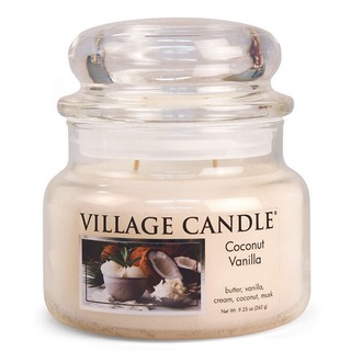 Village Candle Malá vonná svíčka ve skle Coconut Vanilla 262g - Kokos a vanilka