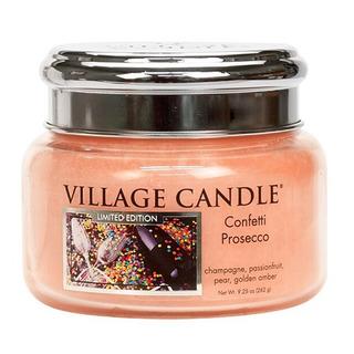 Village Candle Malá vonná svíčka ve skle Confetti Prosecco 262g - Konfety a Prosecco