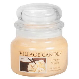 Village Candle Malá vonná svíčka ve skle Creamy Vanilla 262g - Vanilková zmrzlina