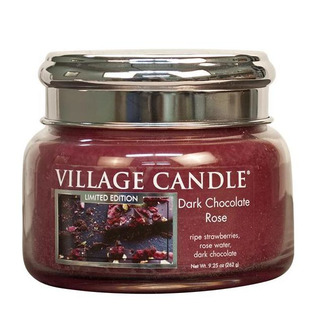 Village Candle Malá vonná svíčka ve skle Dark Chocolate Rose 262g - Čokoládová růže