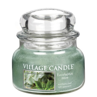 Village Candle Malá vonná svíčka ve skle Eucalyptus Mint 262g - Eukalyptus a máta