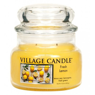 Village Candle Malá vonná svíčka ve skle Fresh Lemon 262g