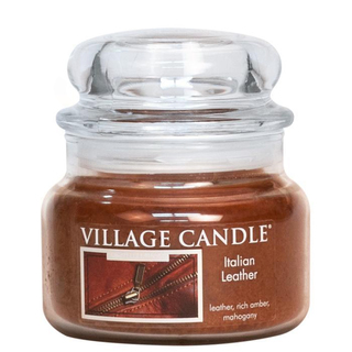 Village Candle Malá vonná svíčka ve skle Italian Leather 262g - Italská kůže