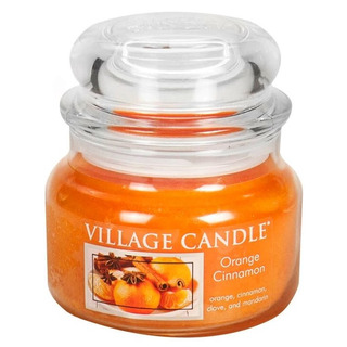 Village Candle Malá vonná svíčka ve skle Orange Cinnamon 262g - Pomeranč a skořice