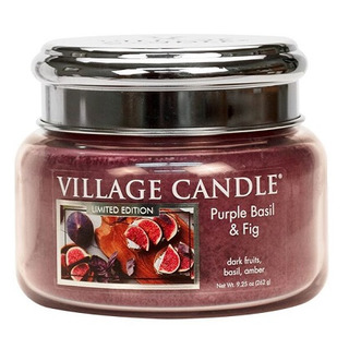 Village Candle Malá vonná svíčka ve skle Purple Basil and Fig 262g - Fialová bazalka a fík