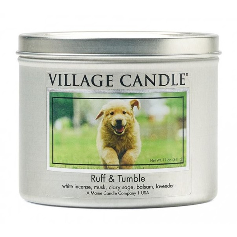 Village Candle Malá vonná svíčka v plechu Ruff & Tumble - Štěňátko