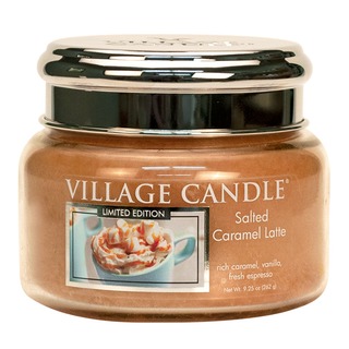 Village Candle Malá vonná svíčka ve skle Salted Caramel Latte 262g