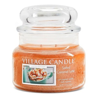 Village Candle Malá vonná svíčka ve skle Salted Caramel Latte 262g