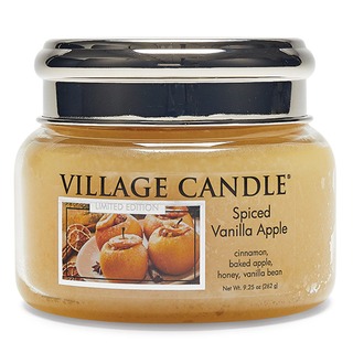 Village Candle Malá vonná svíčka ve skle Spiced Vanilla Apple 262g - Pečené vanilkové jablko