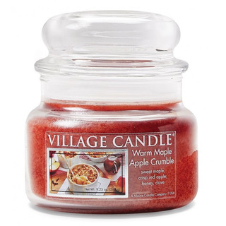 Village Candle Malá vonná svíčka ve skle Warm Maple Apple Crumble 262g - Jablečný koláč s javorovým sirupem