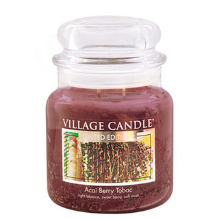 Village Candle Střední vonná svíčka ve skle Acai Berry Tobac 397g - Tabák a plody akai