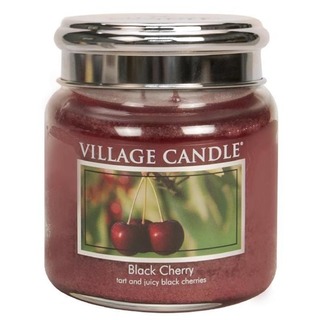 Village Candle Střední vonná svíčka ve skle Black Cherry 397g - Černá třešeň