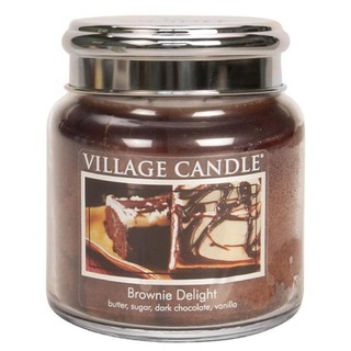 Village Candle Střední vonná svíčka ve skle Brownie Delight 397g - Čokoládový dortík