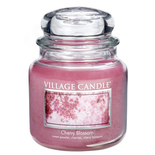 Village Candle Střední vonná svíčka ve skle Cherry Blossom 397g - Třešňový květ