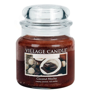 Village Candle Střední vonná svíčka ve skle Coconut Mocha 397g - Kokosové moka