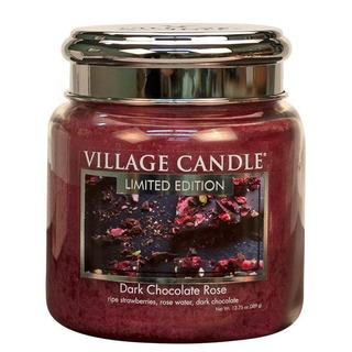 Village Candle Střední vonná svíčka ve skle Dark Chocolate Rose 397g - Čokoládová růže