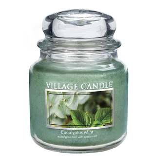 Village Candle Střední vonná svíčka ve skle Eucalyptus Mint 397g - Eukalyptus a máta