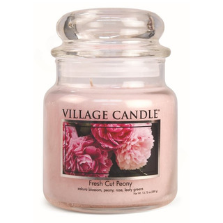 Village Candle Střední vonná svíčka ve skle Fresh Cut Peony 397g - Pivoňky