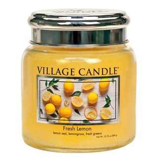 Village Candle Střední vonná svíčka ve skle Fresh Lemon 397g