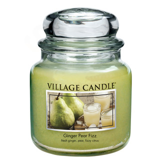 Village Candle Střední vonná svíčka ve skle Ginger Pear Fizz 397g - Hruškový fizz se zázvorem