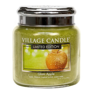 Village Candle Střední vonná svíčka ve skle Glam Apple 397g - Šťavnaté jablko
