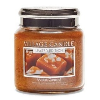 Village Candle Střední vonná svíčka ve skle Golden Caramel 397g - Zlatý karamel