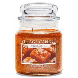 Village Candle Střední vonná svíčka ve skle Golden Caramel 397g - Zlatý karamel