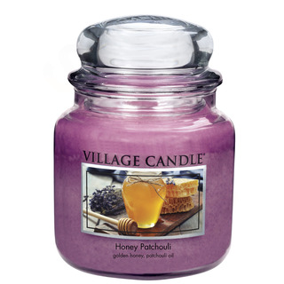 Village Candle Střední vonná svíčka ve skle Honey Patchouli 397g - Med a pačuli