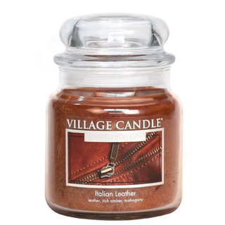 Village Candle Střední vonná svíčka ve skle Italian Leather 397g - Italská kůže