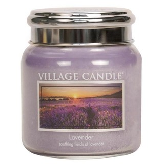 Village Candle Střední vonná svíčka ve skle Lavender 397g - Levandule