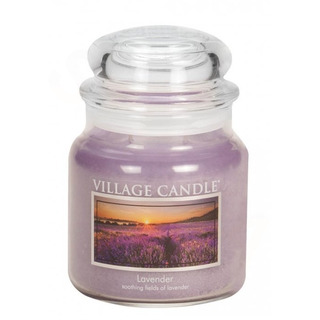 Village Candle Střední vonná svíčka ve skle Lavender 397g - Levandule