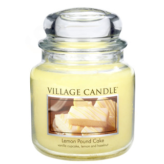 Village Candle Střední vonná svíčka ve skle Lemon Pound Cake 397g - Citronový koláč