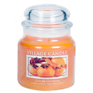 Village Candle Střední vonná svíčka ve skle Orange Cinnamon 397g - Pomeranč a skořice