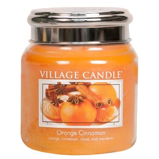 Village Candle Střední vonná svíčka ve skle Orange Cinnamon 397g - Pomeranč a skořice