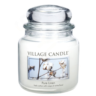 Village Candle Střední vonná svíčka ve skle Pure Linen 397g - Čisté prádlo