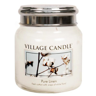 Village Candle Střední vonná svíčka ve skle Pure Linen 397g - Čisté prádlo