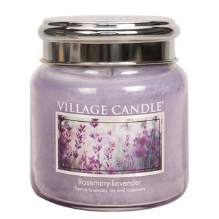 Village Candle Střední vonná svíčka ve skle Rosemary Lavender 397g - Rozmarýn a levandule